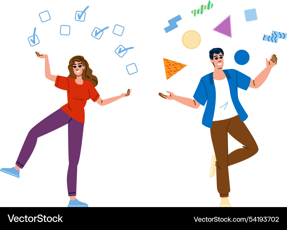 Focus juggling multiple tasks Focus juggling multiple tasks Vector Image