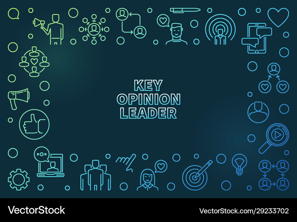Key opinion leader line colored frame kol Key opinion leader line colored frame kol vector image