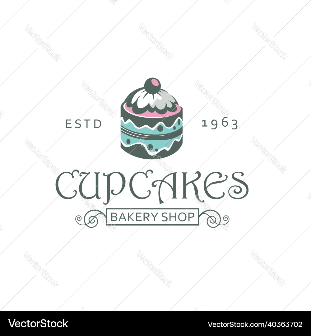 Label with cupcake Royalty Free Vector Image - VectorStock