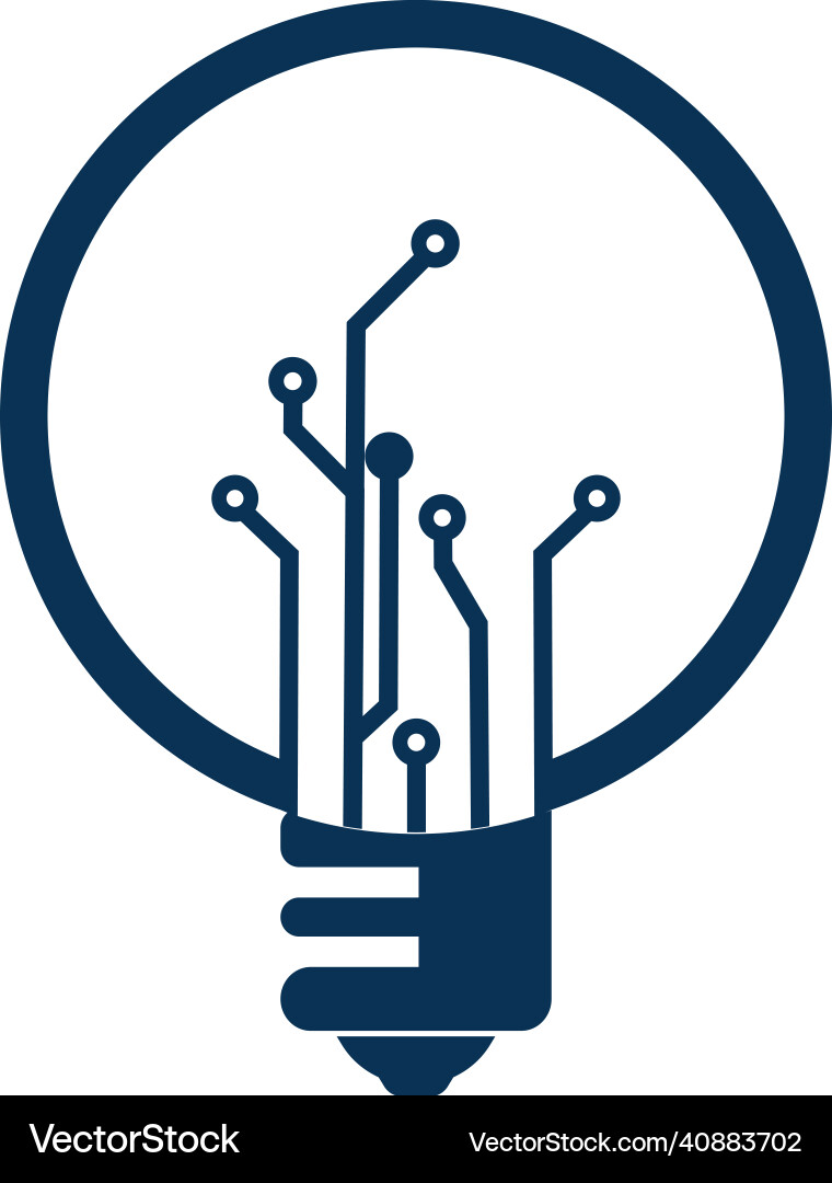Light bulb idea icon with circuit board inside vector image
