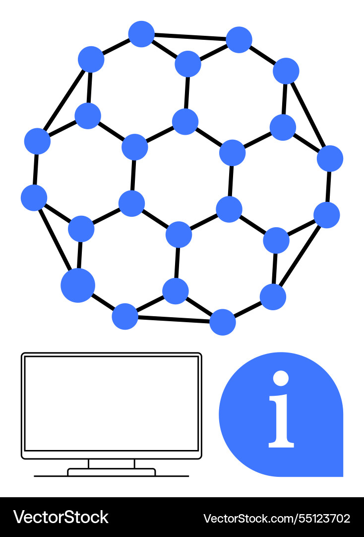 Molecular structure with computer monitor Molecular structure with computer monitor vector image