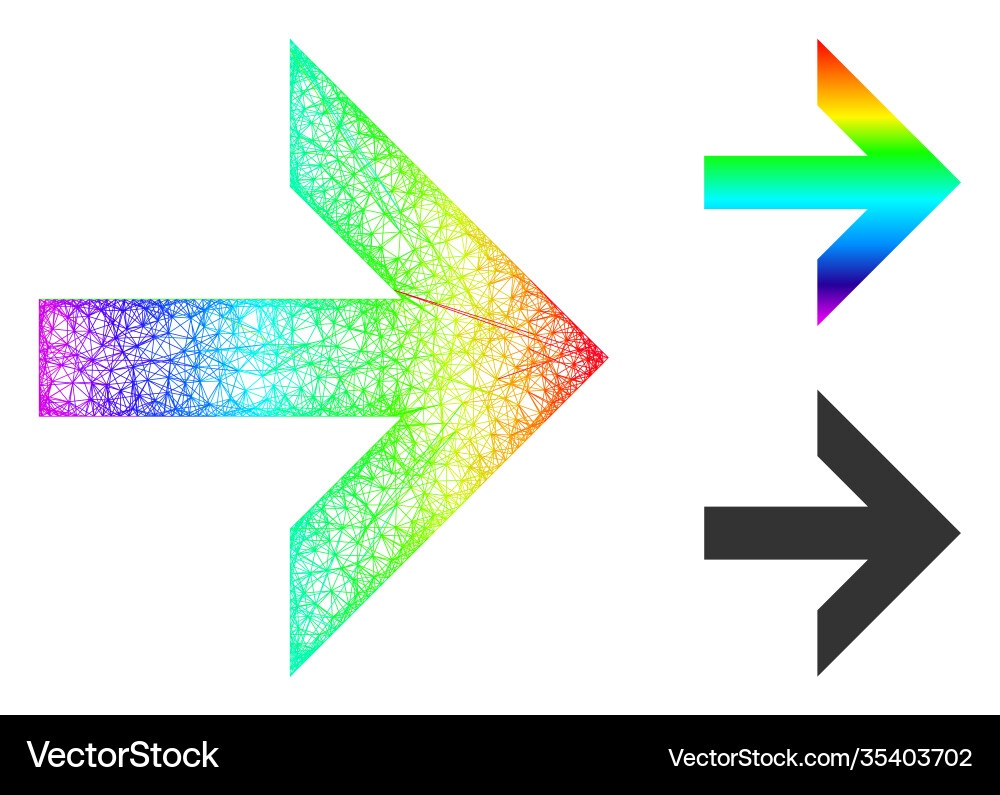 Rainbow net gradient arrow right icon Rainbow net gradient arrow right icon Vector Image