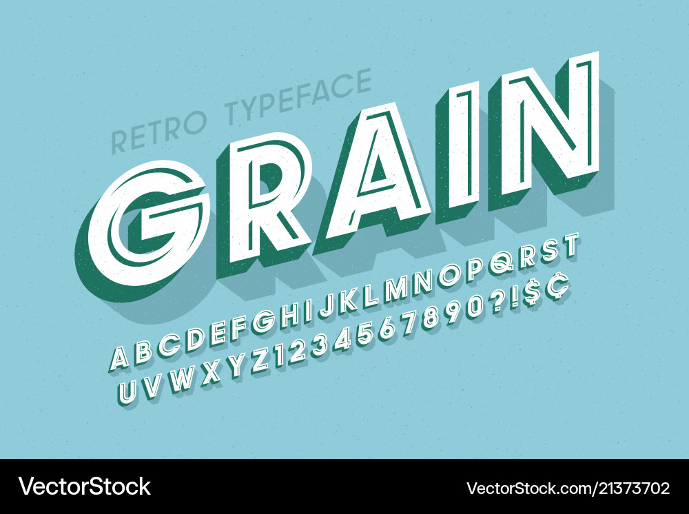 Retro scratched 3d display font design alphabet Retro scratched 3d display font design alphabet vector image