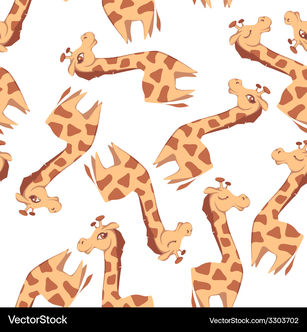 Seamless pattern with giraffes on white background Vector Image