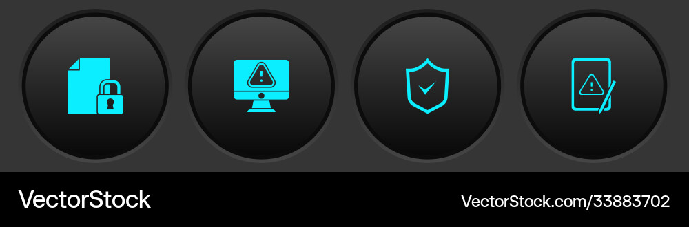 Set document and lock monitor with exclamation vector image