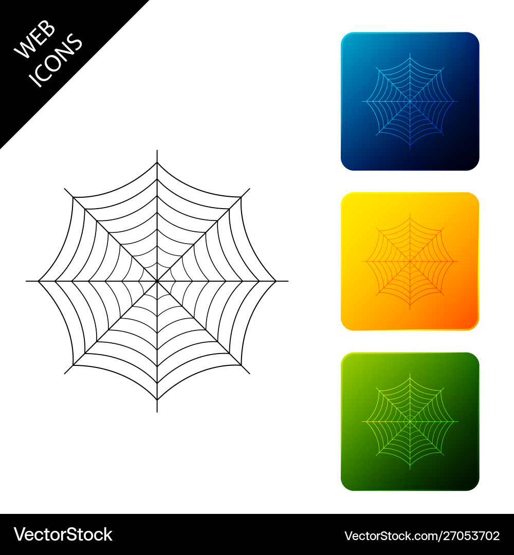Spider web icon isolated cobweb sign set icons Vector Image
