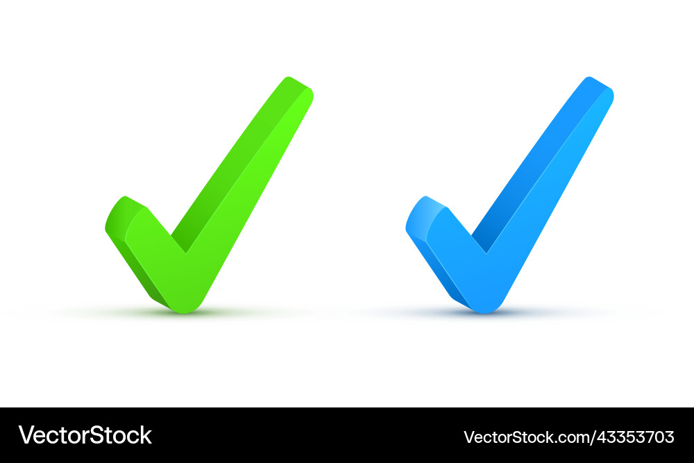 3d checkmark tick icon checklist success button 3d checkmark tick icon checklist success button vector image