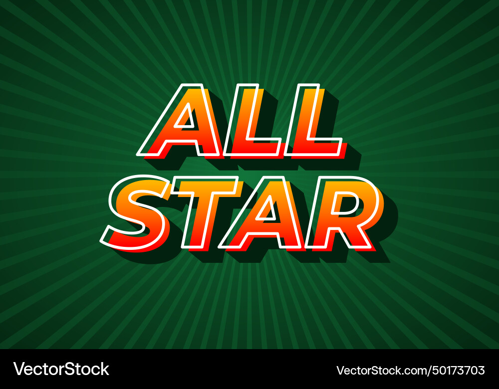 All star text effect in gradient yellow red color All star text effect in gradient yellow red color vector image