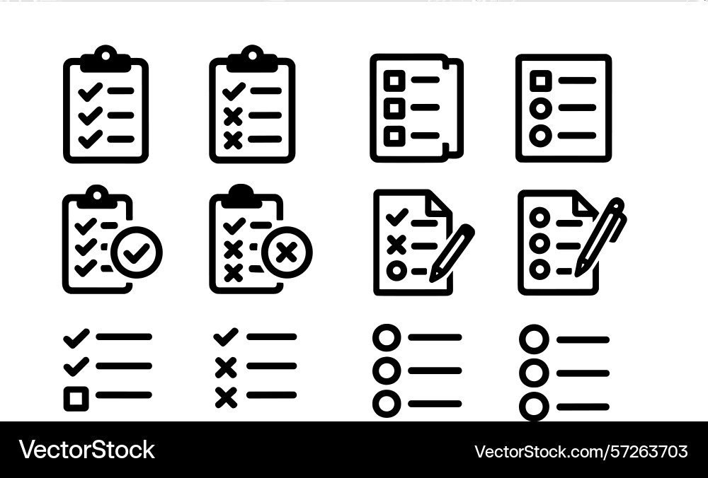 Checklist icons representing various tasks vector image