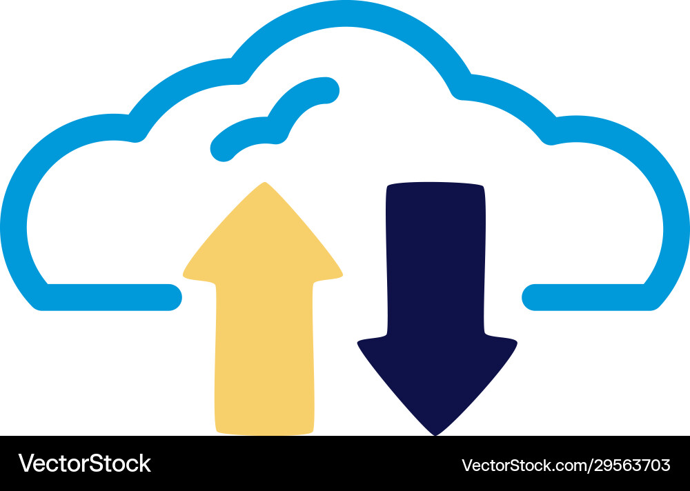 Cloud computing with arrows down and up load vector image