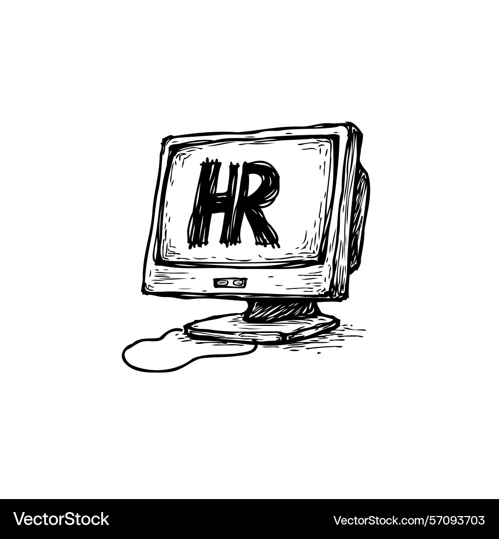 Conceptual hr displayed on an old computer Conceptual hr displayed on an old computer Vector Image