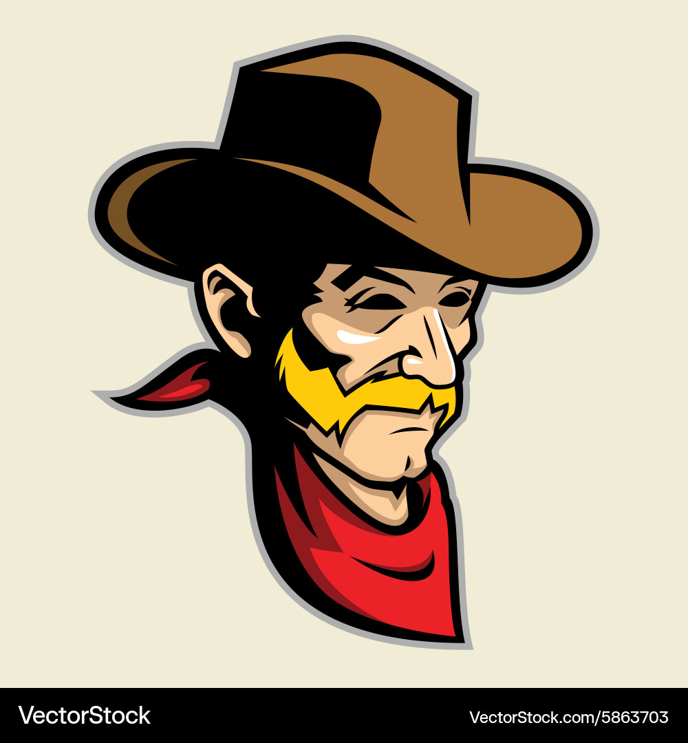 Cowboy Head Mascot Vector Image
