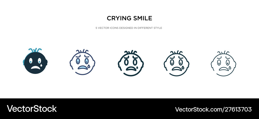 Crying smile icon in different style two colored Crying smile icon in different style two colored vector image
