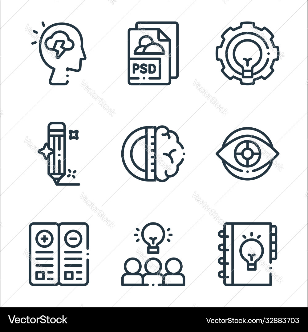 Design thinking line icons linear set quality Design thinking line icons linear set quality vector image