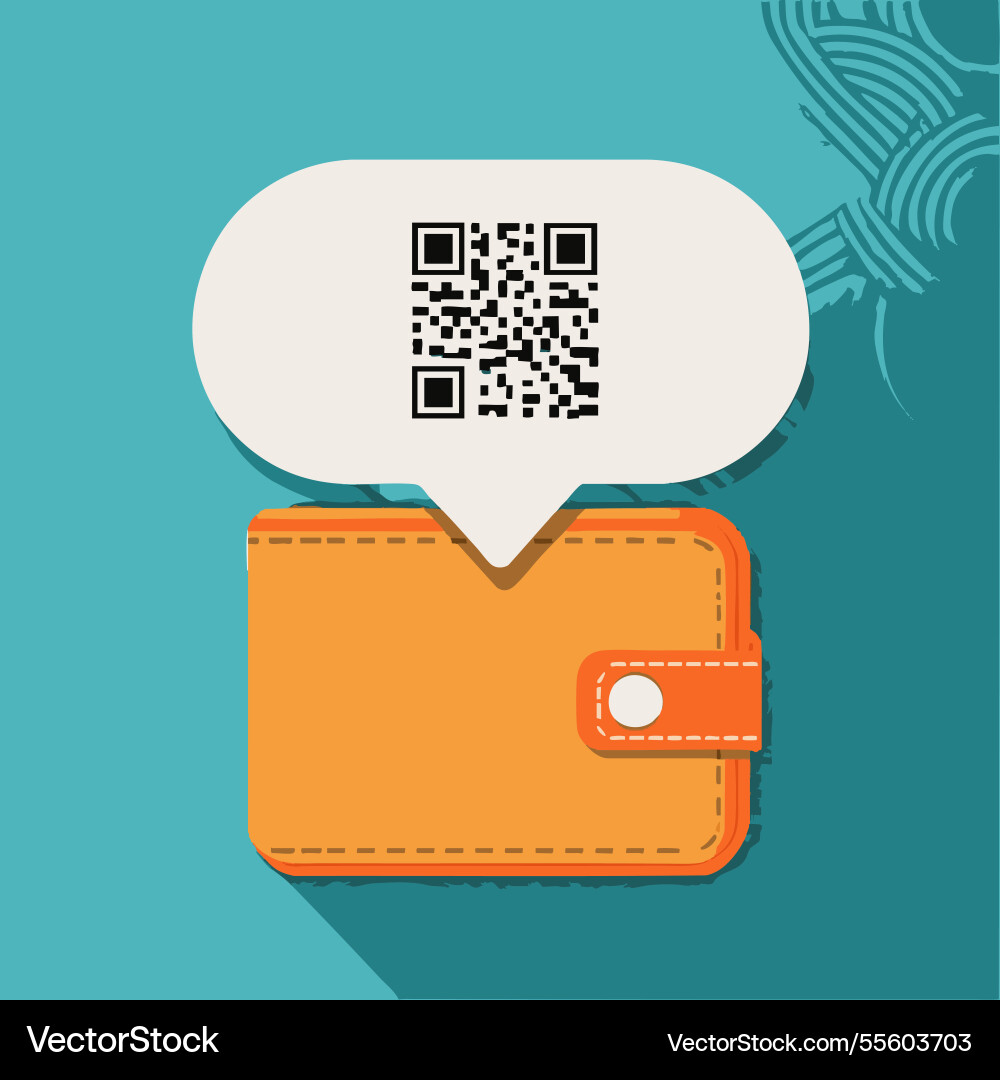 Digital wallet with qr code Digital wallet with qr code Vector Image
