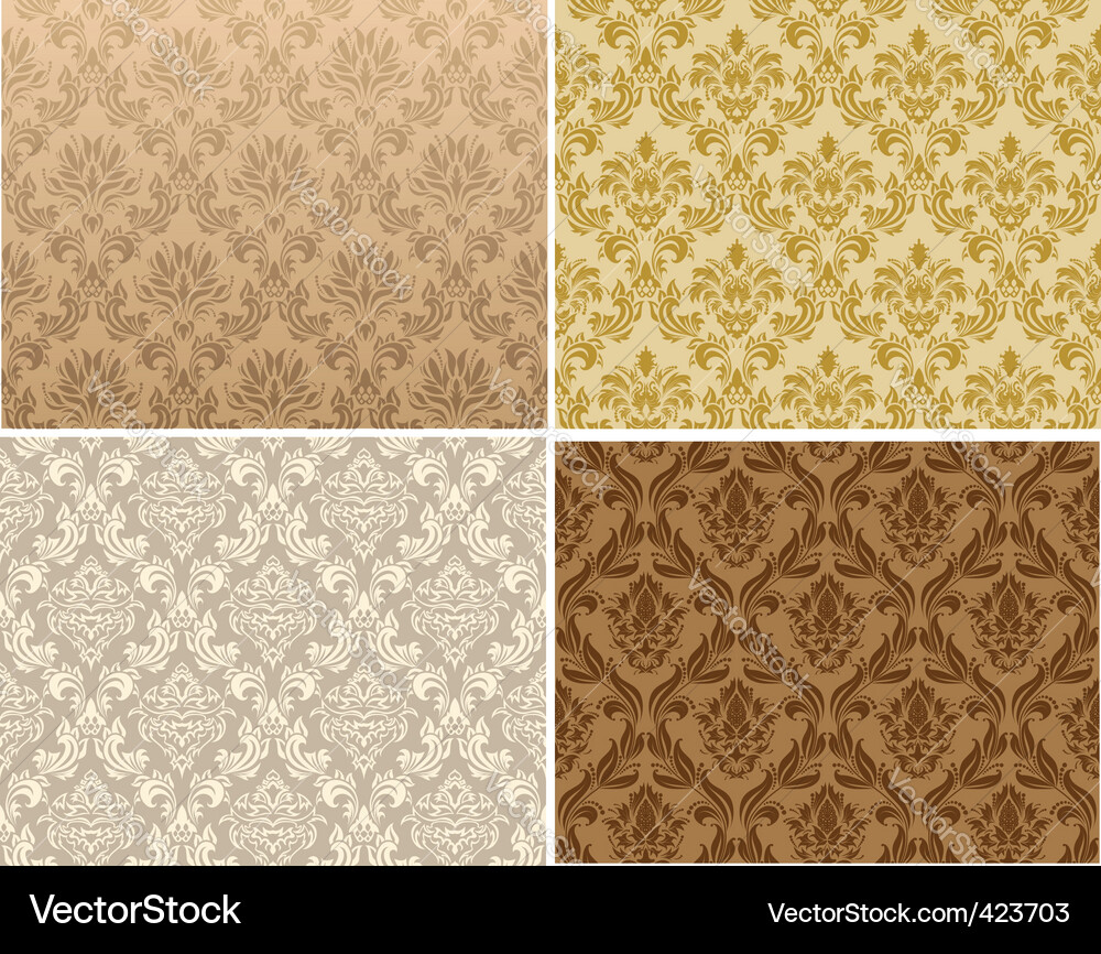 Elegant Damask Pattern Set vector image