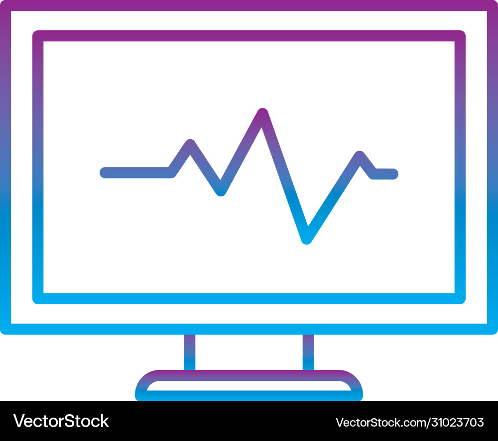 Heart pulse inside computer gradient line style Vector Image