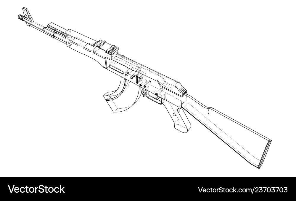 Machine gun rendering of 3d vector image