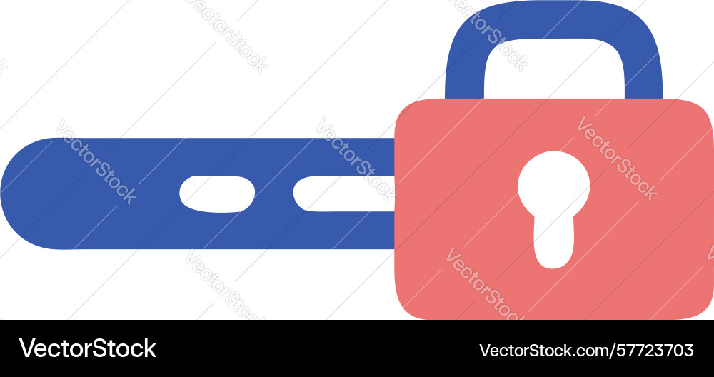 Padlock and key for security and access control vector image