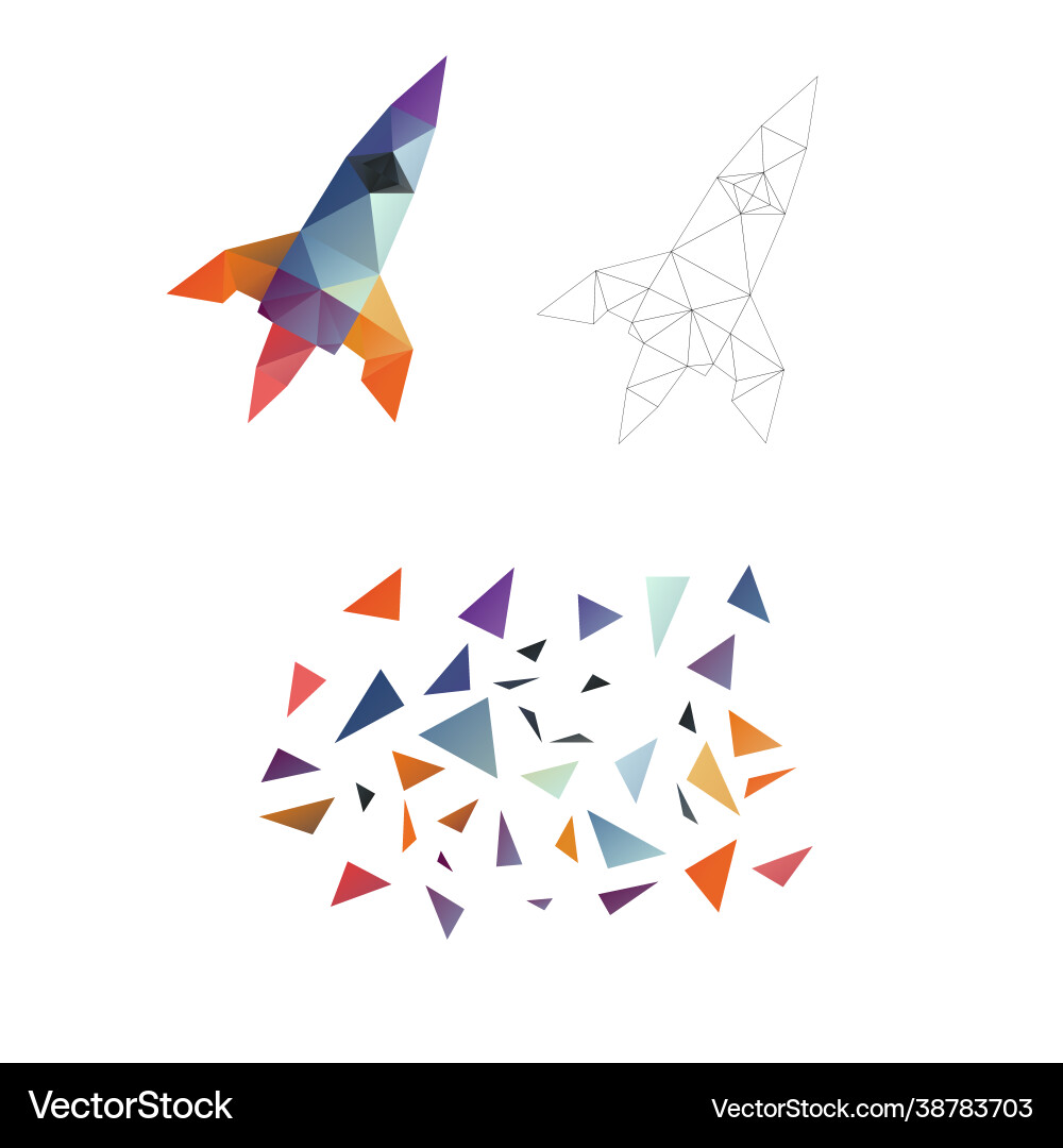 Puzzle from triangles collect a rocket Puzzle from triangles collect a rocket vector image