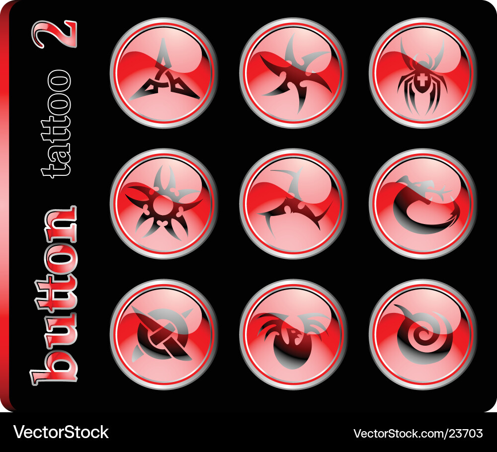 Red Button Symbols Vector Image