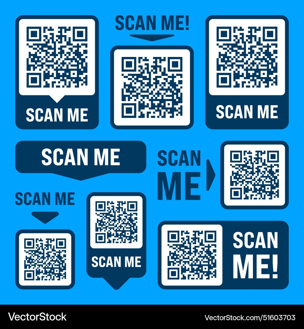 Scan me qr code sticker with text online payment Scan me qr code sticker with text online payment vector image