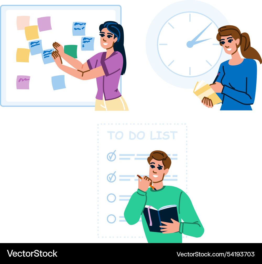 Scheduling organizing tasks Scheduling organizing tasks vector image