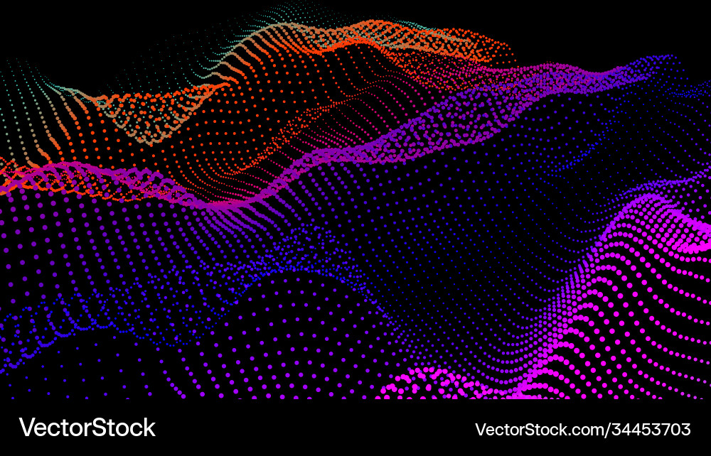 Sea waves from node hud data dots flow research vector image