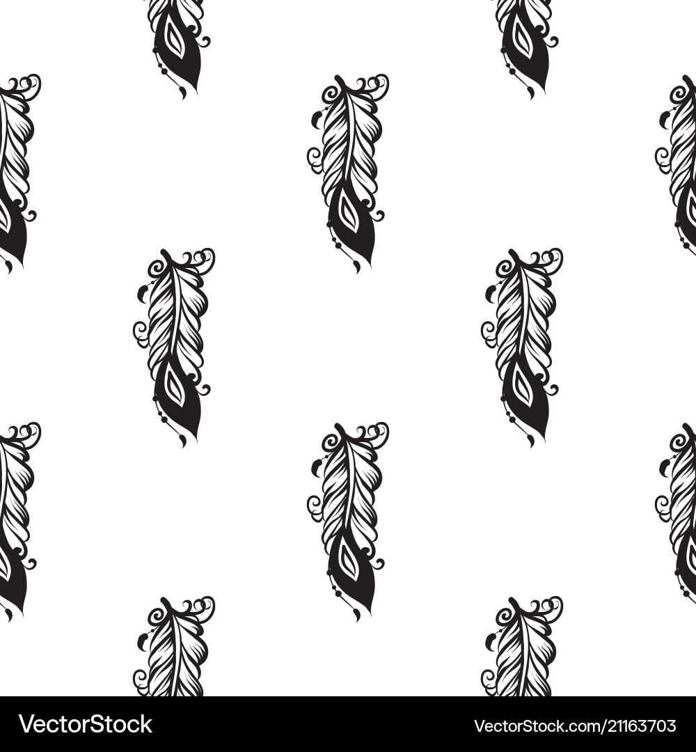 Seamless pattern with drawing of feathers Vector Image