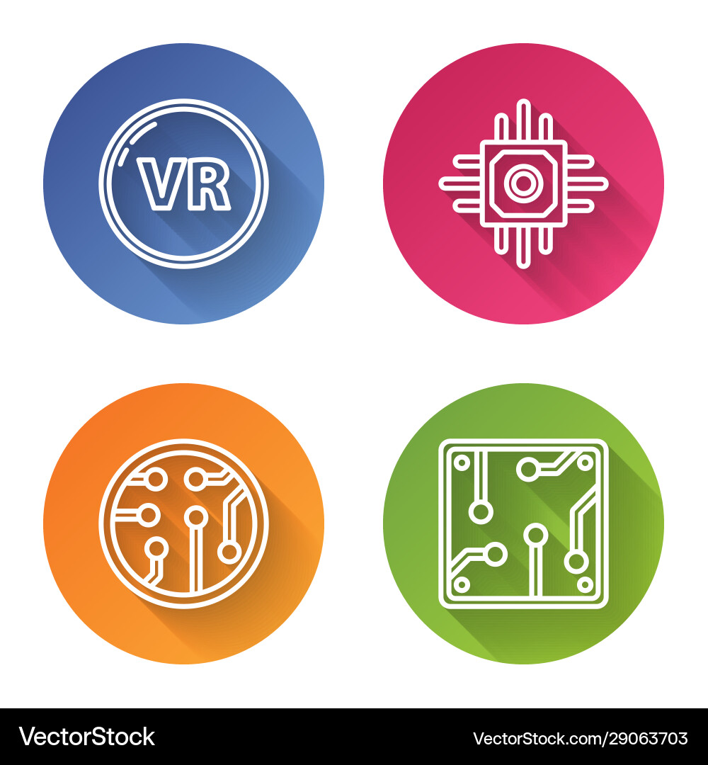 Set line virtual reality processor Set line virtual reality processor Vector Image