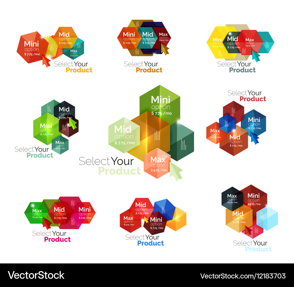Set of hexagon navigation option diagrams Vector Image