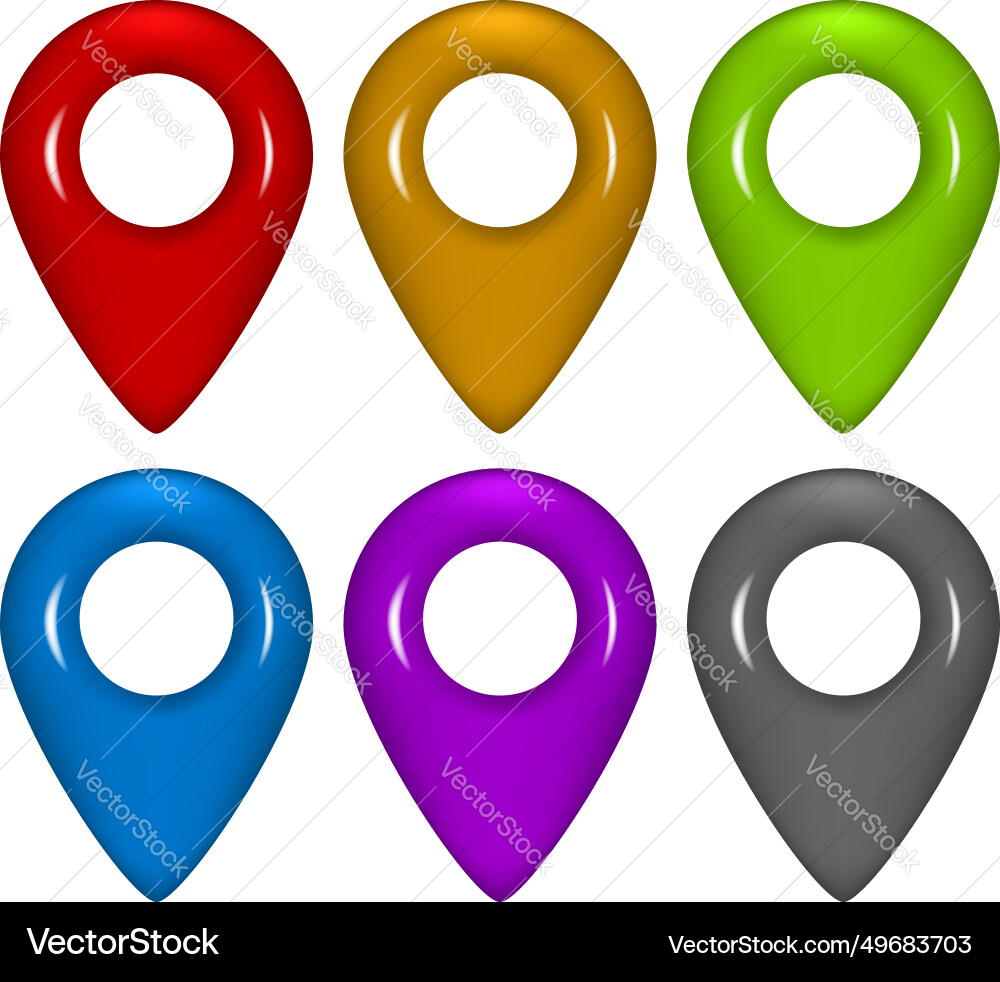 Set of location pins gps pointer marker icons Set of location pins gps pointer marker icons vector image