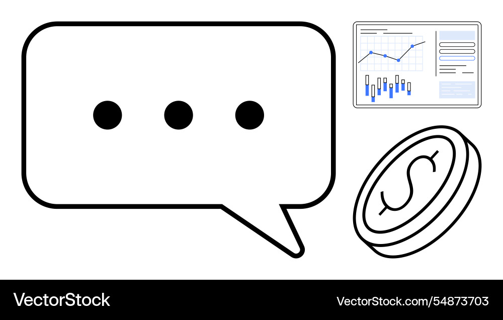 Speech bubble dollar coin and data analytics Vector Image