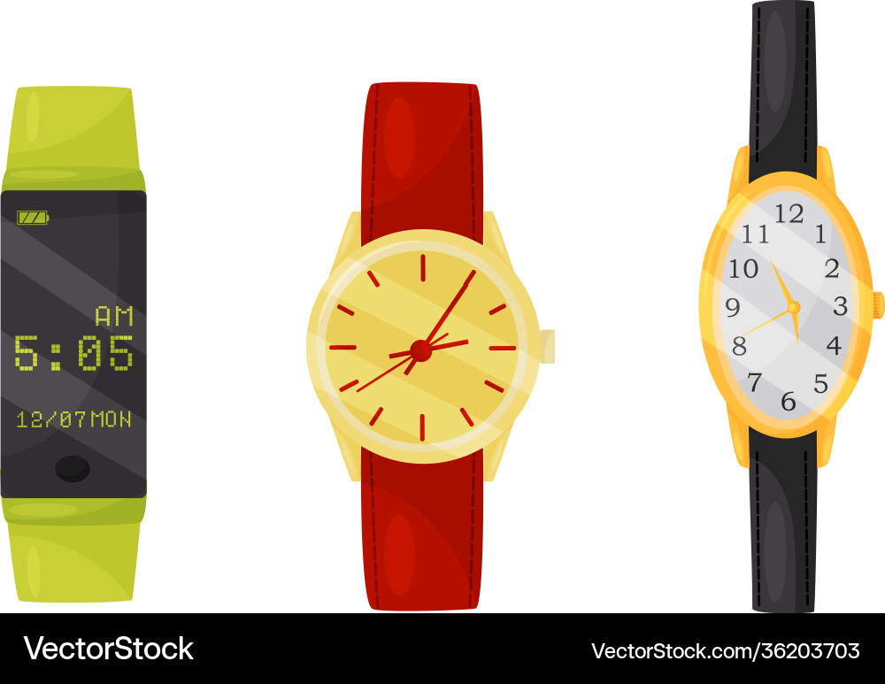 Wristwatch as portable timepiece with watch strap Wristwatch as portable timepiece with watch strap vector image