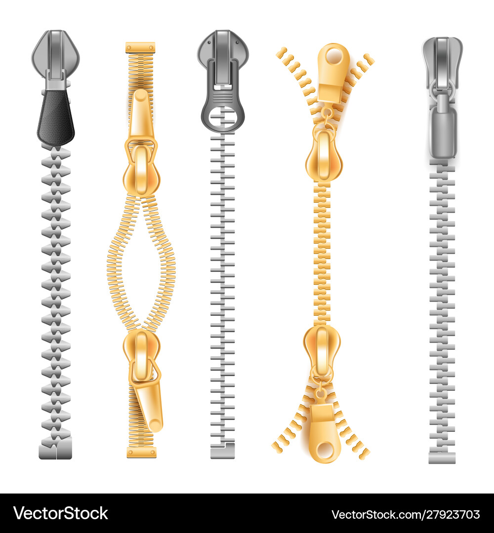 Zippers or fasteners isolated icons pullers Zippers or fasteners isolated icons pullers vector image