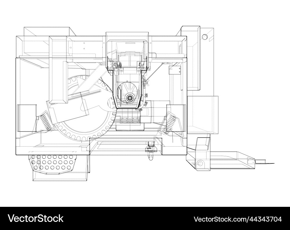CNC Milling Machine - Wireframe vector image