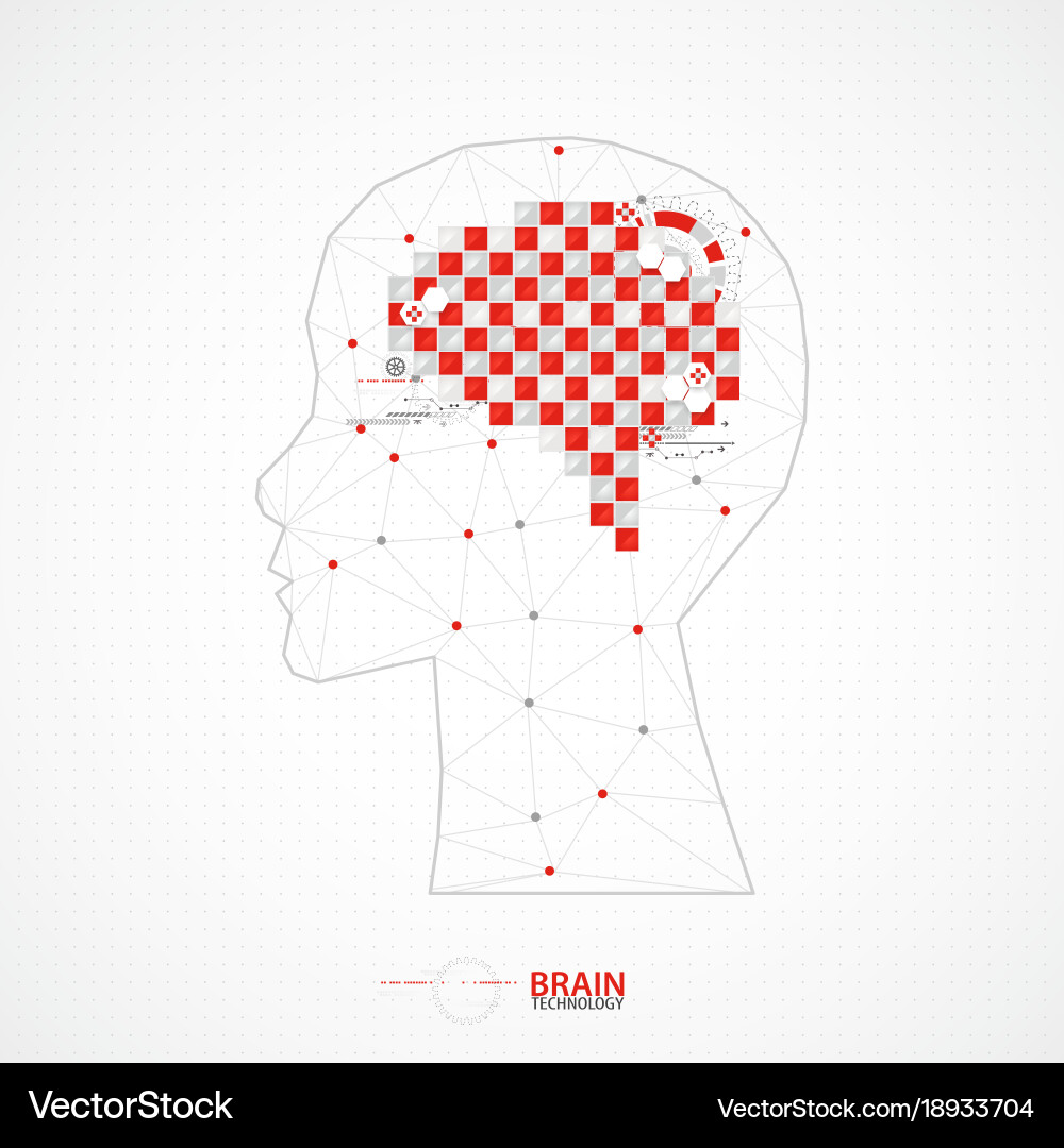 Creative brain concept background with triangular vector image