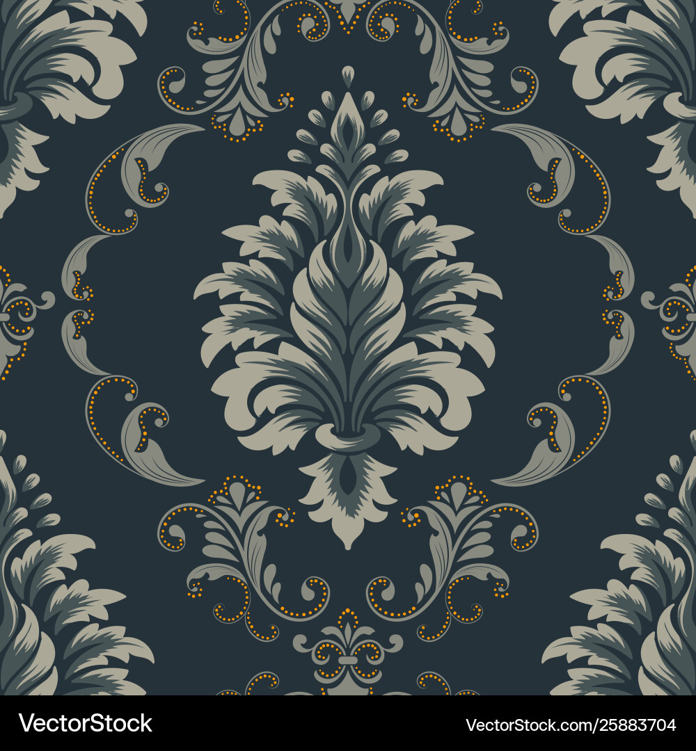Damask seamless pattern element classical Damask seamless pattern element classical vector image