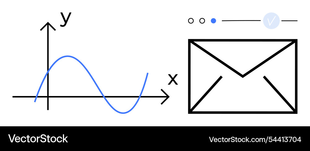 Email notification and graph curve with x y Email notification and graph curve with x y vector image