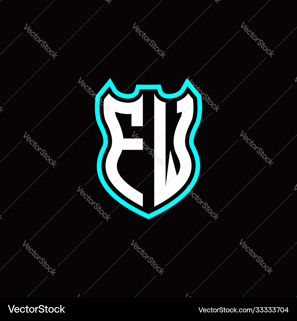 F w initial logo design with shield shape F w initial logo design with shield shape vector image
