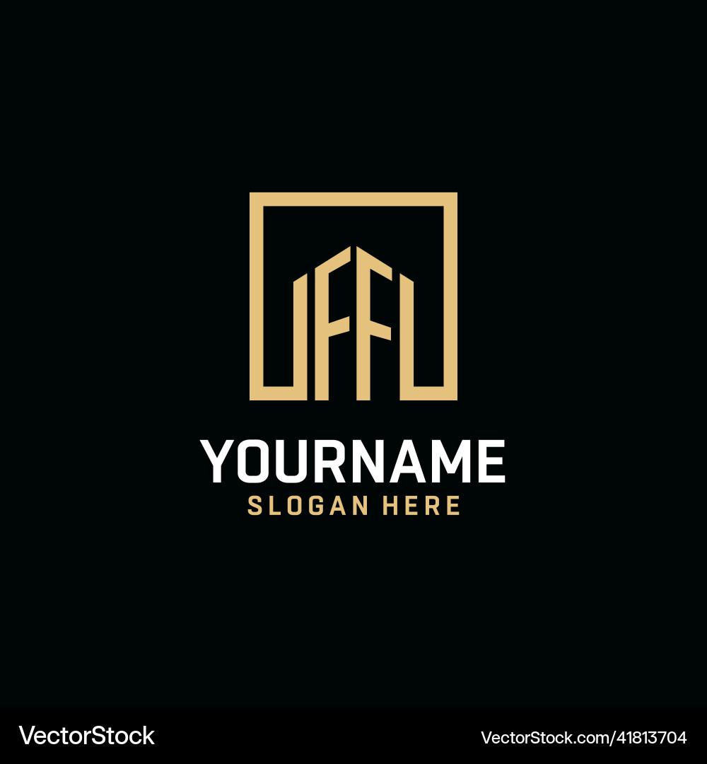 Ff initial monogram logo design with square shape Ff initial monogram logo design with square shape Vector Image