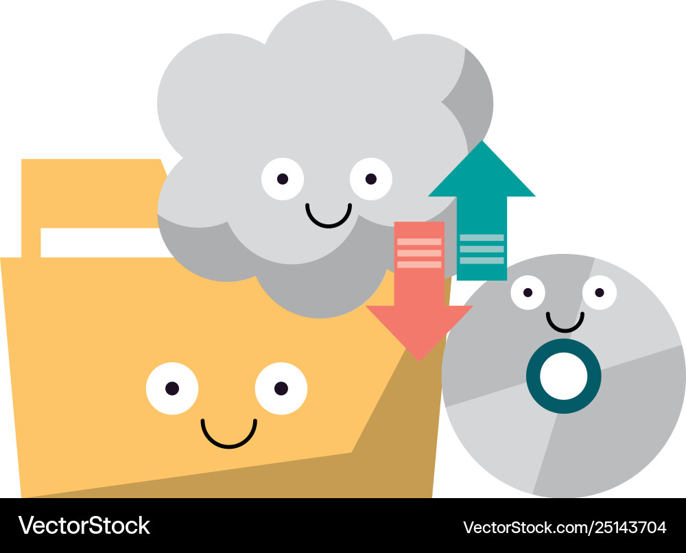 Folder and cd rom with cloud computing Vector Image