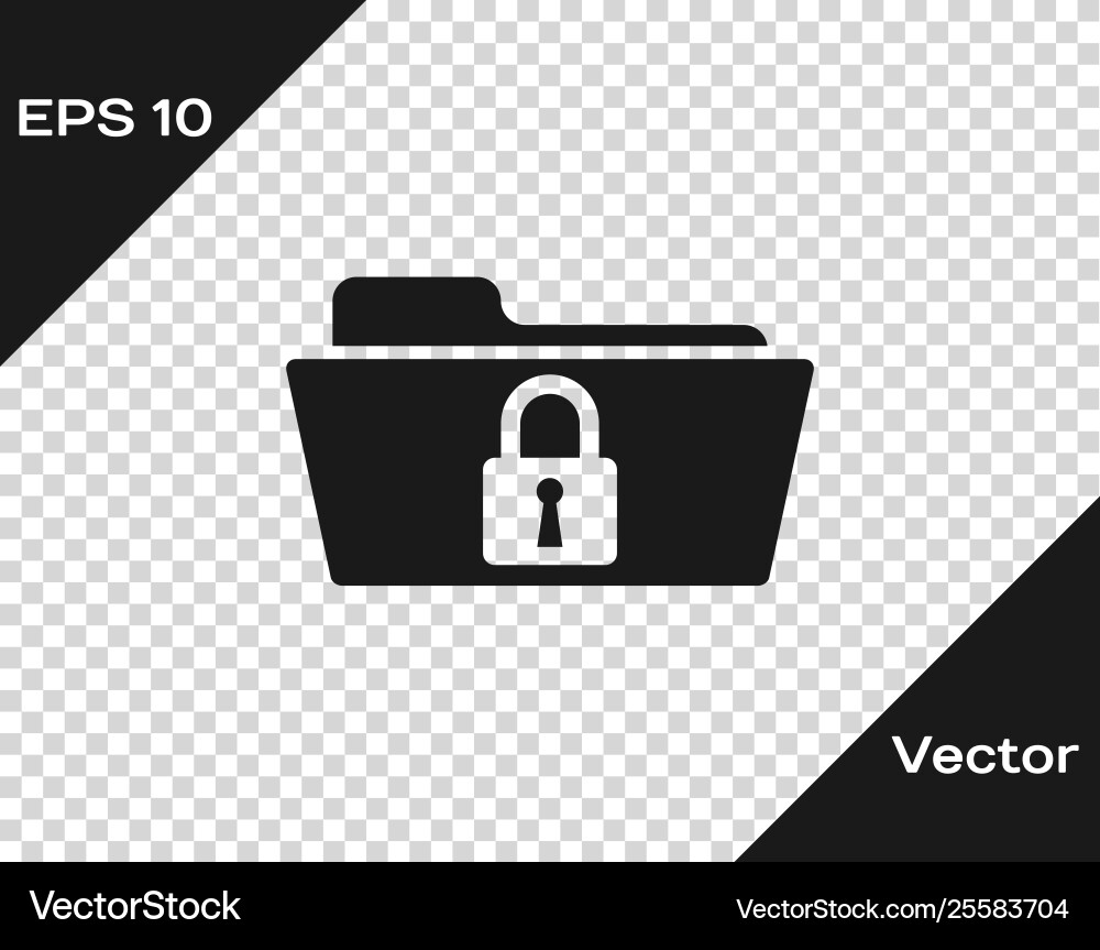 Grey folder and lock icon isolated on transparent Grey folder and lock icon isolated on transparent vector image
