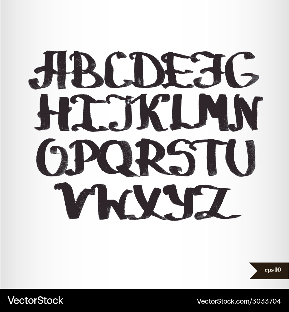 Handwritten calligraphic watercolor alphabet Vector Image
