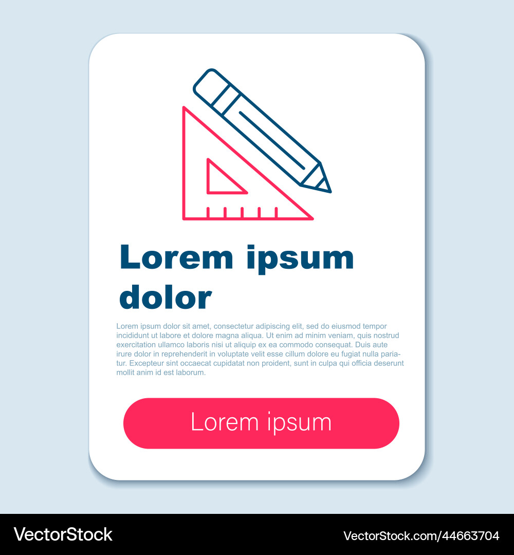 Line triangular ruler and pencil icon isolated vector image