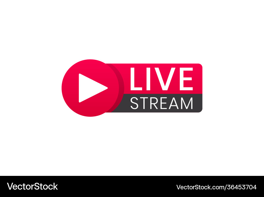 Live streaming icon button for broadcasting Live streaming icon button for broadcasting vector image
