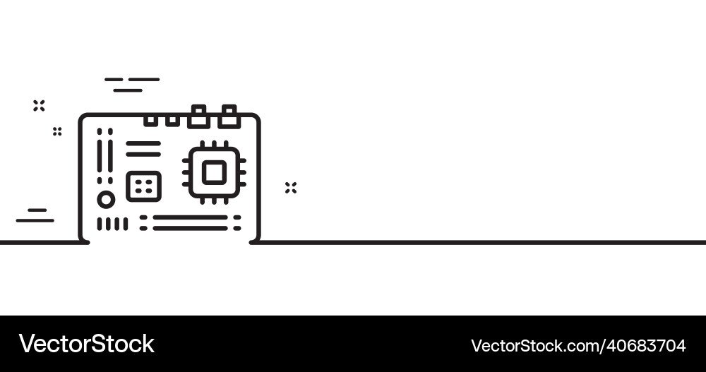 Motherboard line icon computer component hardware vector image