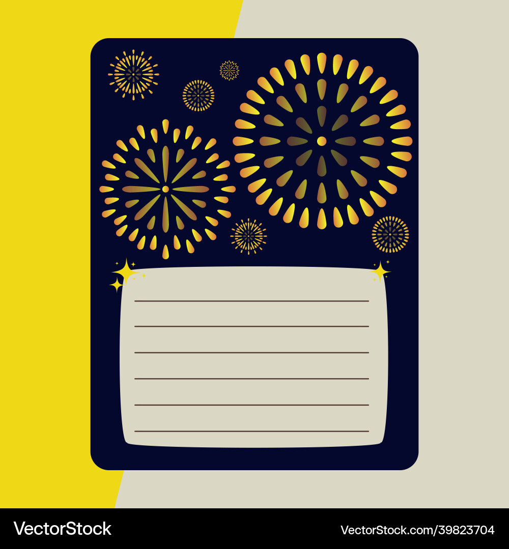 Notes paper with firework design background Vector Image