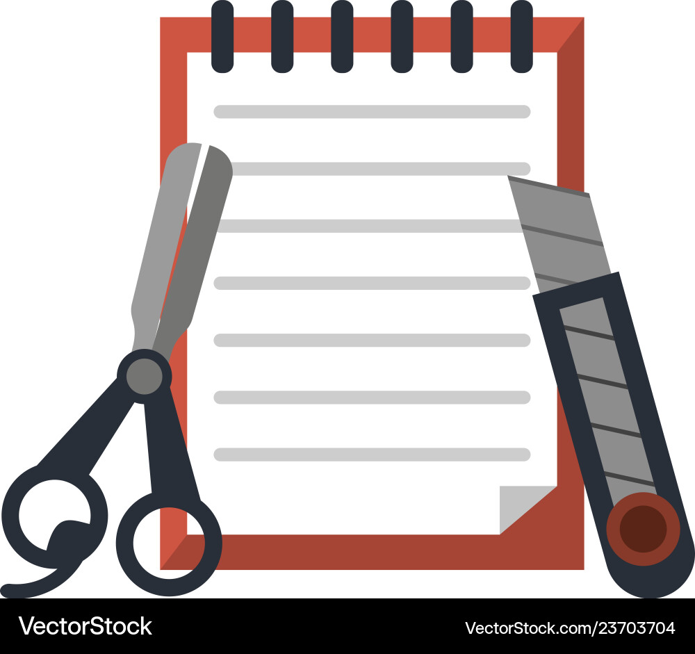 Notes with scissors and scalpel Vector Image
