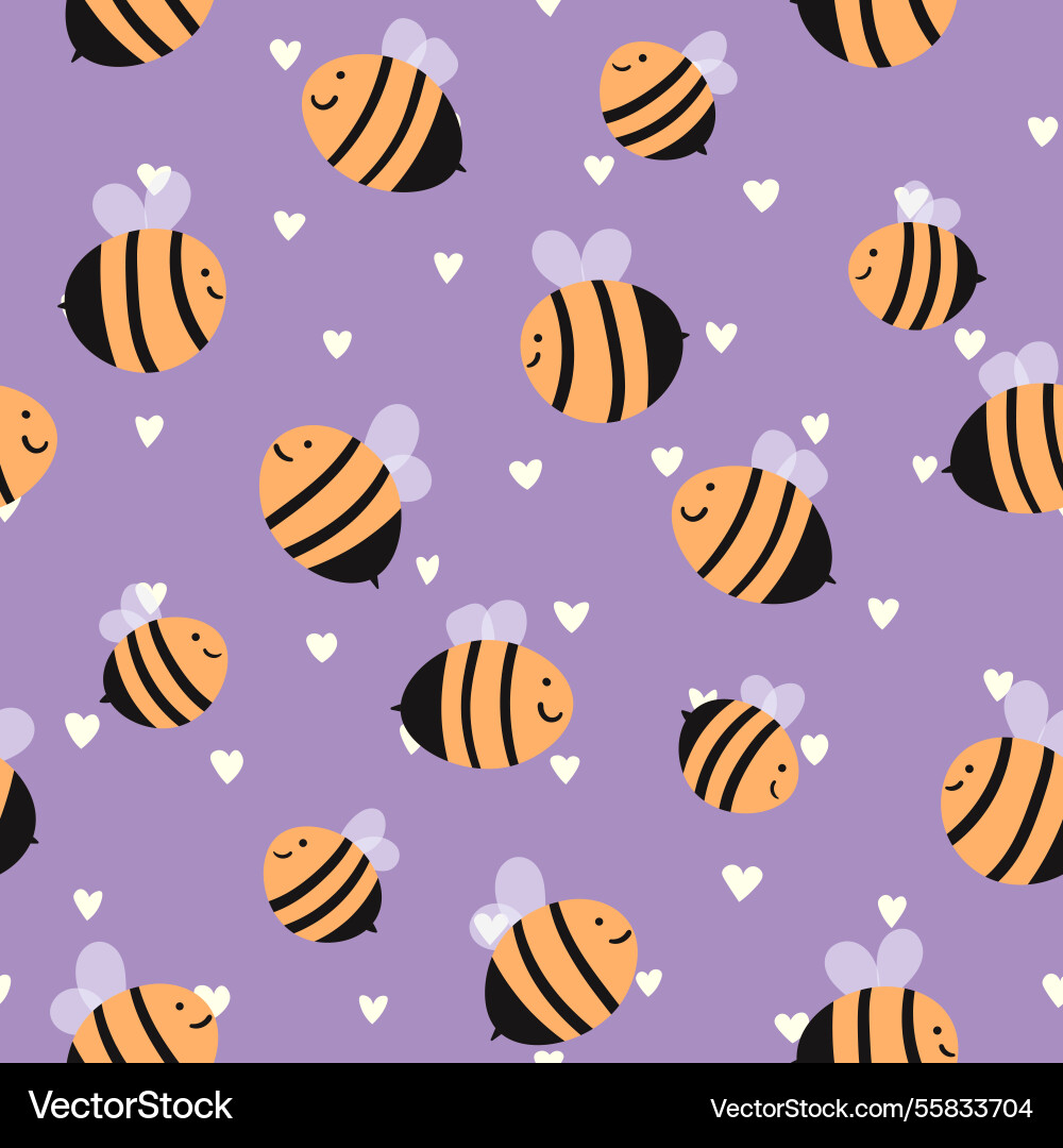 Seamless pattern with bees on color background Seamless pattern with bees on color background vector image